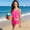 Pink, variant on Eltusu Girls Bkinis Tops and Bottom, Fashion Elastic Waist 2 Pieces Beachwear Summer Swimwear Set Pink Size 7-14T