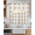 thumbnail image 2 of Beige Plaid Swag Valance and Tier Curtains 24'' Length Set, Spring Summer Farmhouse Buffalo Checkered Light Filtering Kitchen Curtains, Tier Curtain Valances for Bathroom/Living Room/Bedroom/Café, 2 of 6