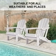 thumbnail image 5 of Nalone Folding Adirondack Chairs Set of 2, HDPE Oversized Patio Chairs with Cup Holder and Cushion, Weather Resistant for Garden, Deck, Fire Pit and Campfire(White), 5 of 7