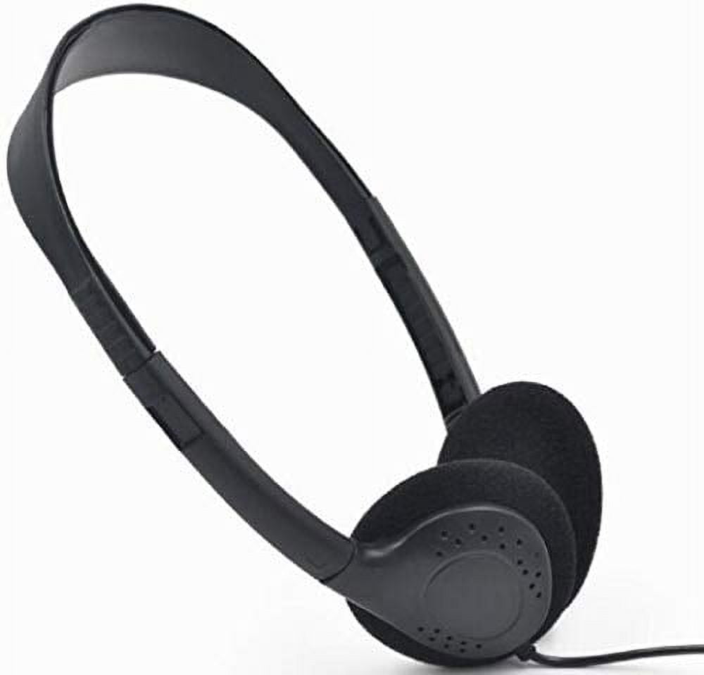 epacks Bulk Over The Head Inexpensive Disposable Headphones Wholesale Lot Kids Individually Bagged for Schools, Libraries, Hospitals (25 Pack, Black)