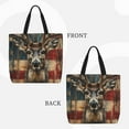 thumbnail image 2 of Pofeuu American Flag Deer Art Print Tote Bag for Women,Hobo HandBags with Zipper,Large Capacity Casual Shoulder Handbags with Inner Pockets, 2 of 7
