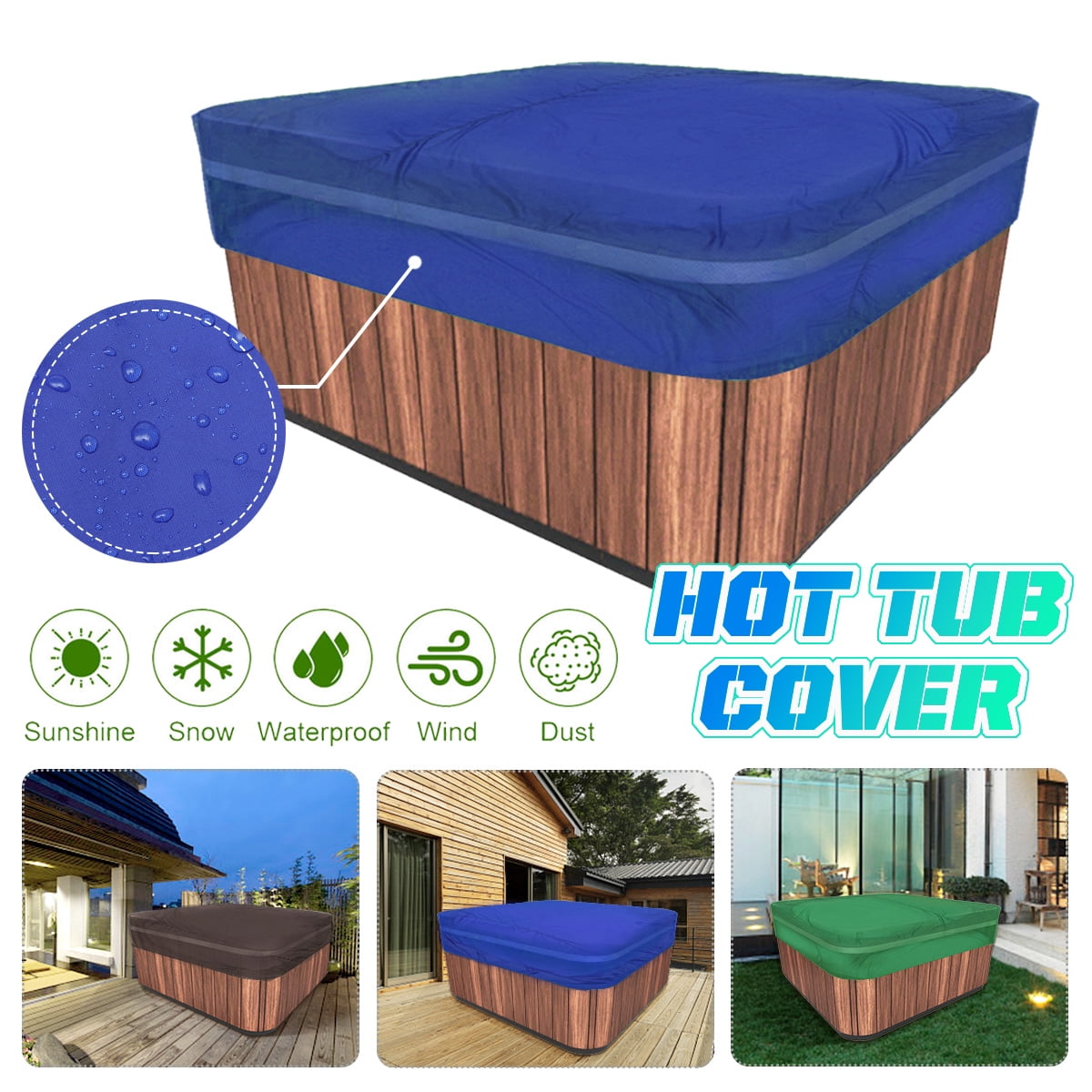 Hot Tub Spa Cover Cap Guard Waterproof Dust Protector Harsh Weather 3 Sizes 