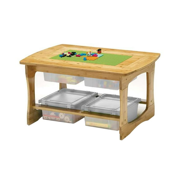 Copernicus Bamboo Sensory and Construction Bricks Table with Clear Tubs
