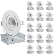 QPLUS 4 Inch Ultra-Thin Adjustable Eyeball Gimbal LED Recessed Lighting with Junction Box/Canless Downlight, 10 Watts, 750lm, Dimmable, Energy Star and ETL Listed (5000K Daylight, 16 Pack)