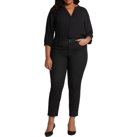 NYDJ Womens Plus Stella Stretch Denim Tapered Leg Jeans
