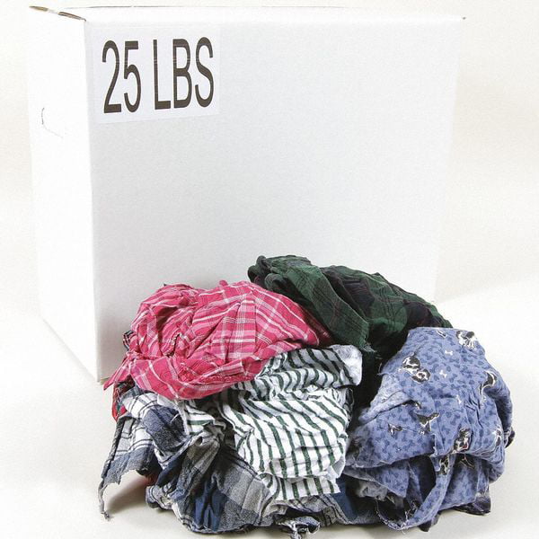 18" x 18" ZORO SELECT 5LVD5 Recycled Cotton Cloth Rag 4 lb Assorted 