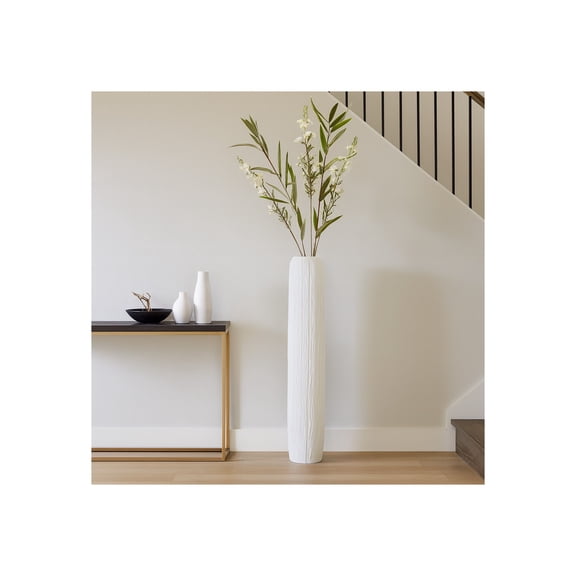 Elegant Tall Ceramic Floor Vase for Living Room Decor - Decorative Home Accents for Bedroom, Office, and Shelf Display - Flower Vase for House Decor, Entryway, or Table Centerpiece - 48", White