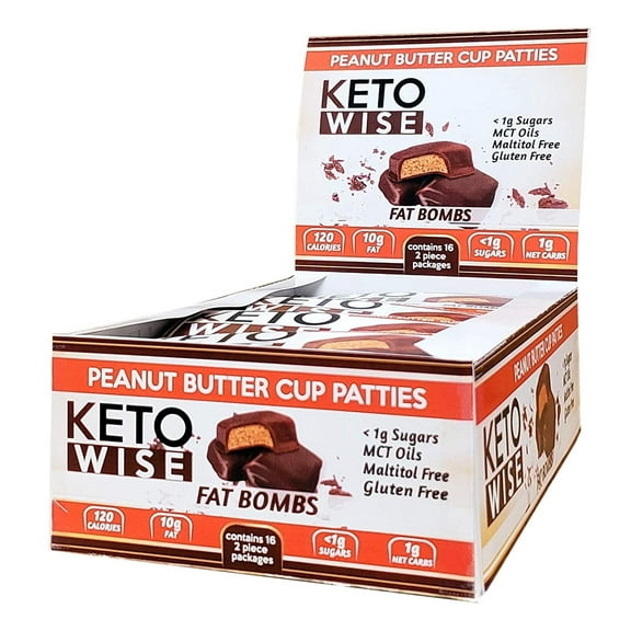 Keto Wise Fat Bombs Peanut Butter Cup Patties -- 34 g 16 each Pack of 3