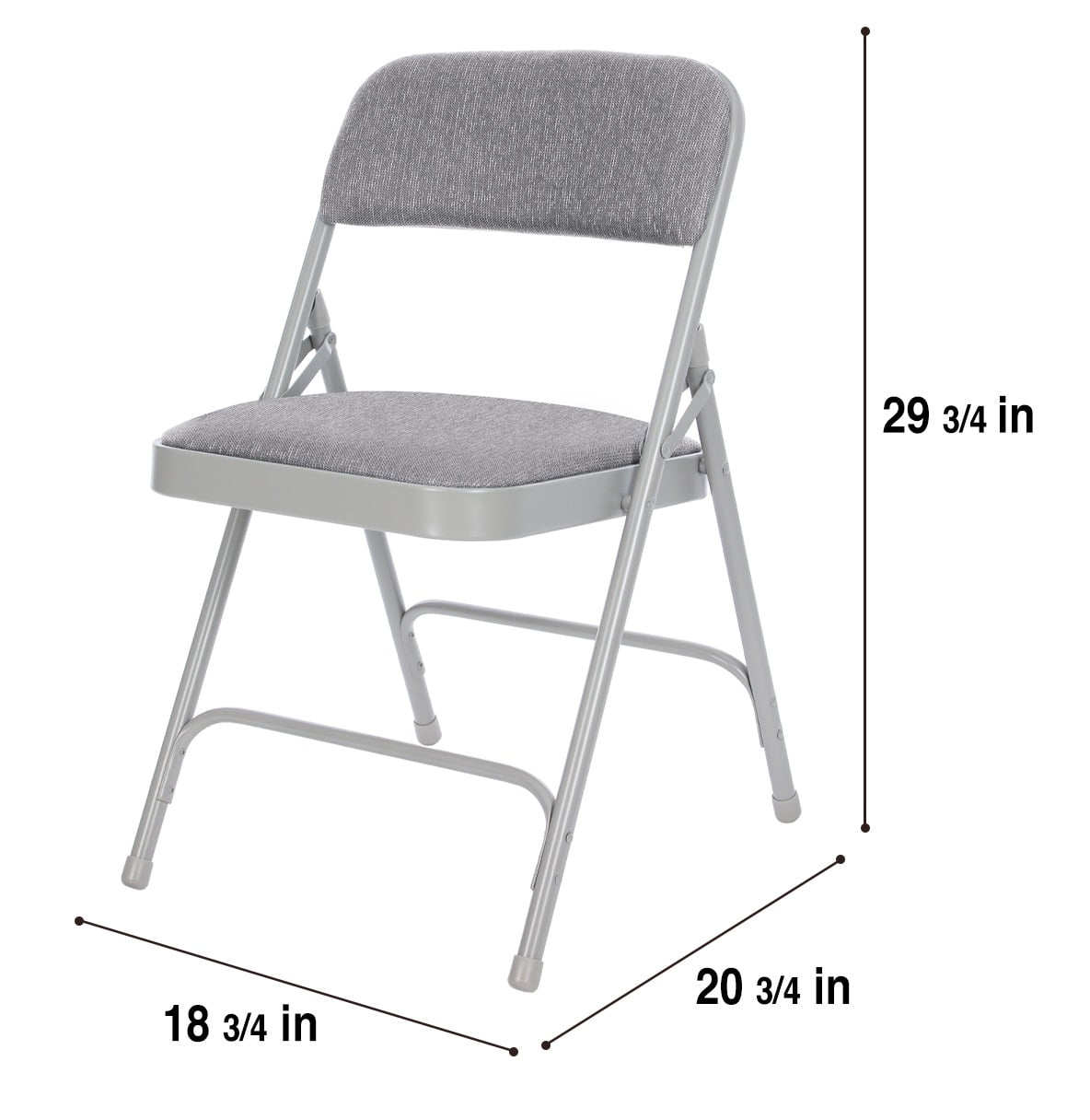 Hampden Furnishings Bernadine Collection Fabric Padded Premium Folding Chair, Grey, 4 Pack