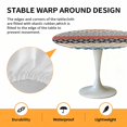 thumbnail image 6 of Boho Stripe Tribal Vintage Elastic Fitted Round Table Cover Bohemian Style Pattern Waterproof Outdoor Tablecloth for Holiday Party, Picnic, Patio & Dining Fits Tables Up to 55"-60", 6 of 8