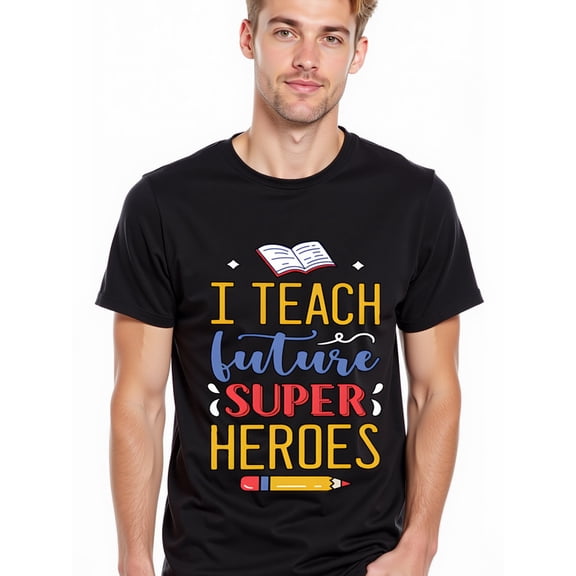 greennik Superhero Teacher T-Shirt Mens Crew neck T-shirts black top short Cool shirts, Funny shirts, t shirt Basic Unisex Shirt Graphic Tee tshirts