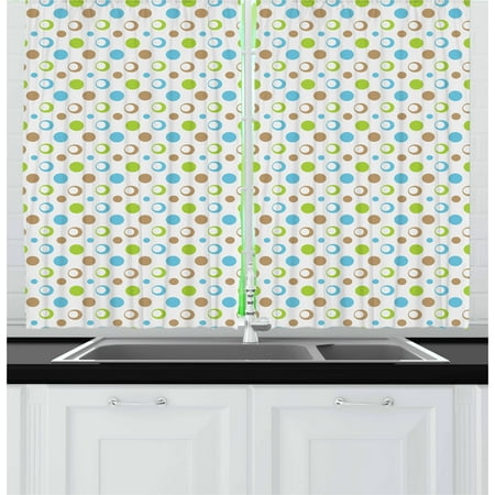 Brown And Blue Curtains 2 Panels Set Traditional Polka Dots Circular Shapes Geometric Cheerful Nostalgic Window D For Living Room Bedroom 55w Brown And Blue Curtains 2 Panels Set Traditional Polka Dots Circular Shapes Geometric Cheerful Nostalgic Window D For Living Room Bedroom 55w