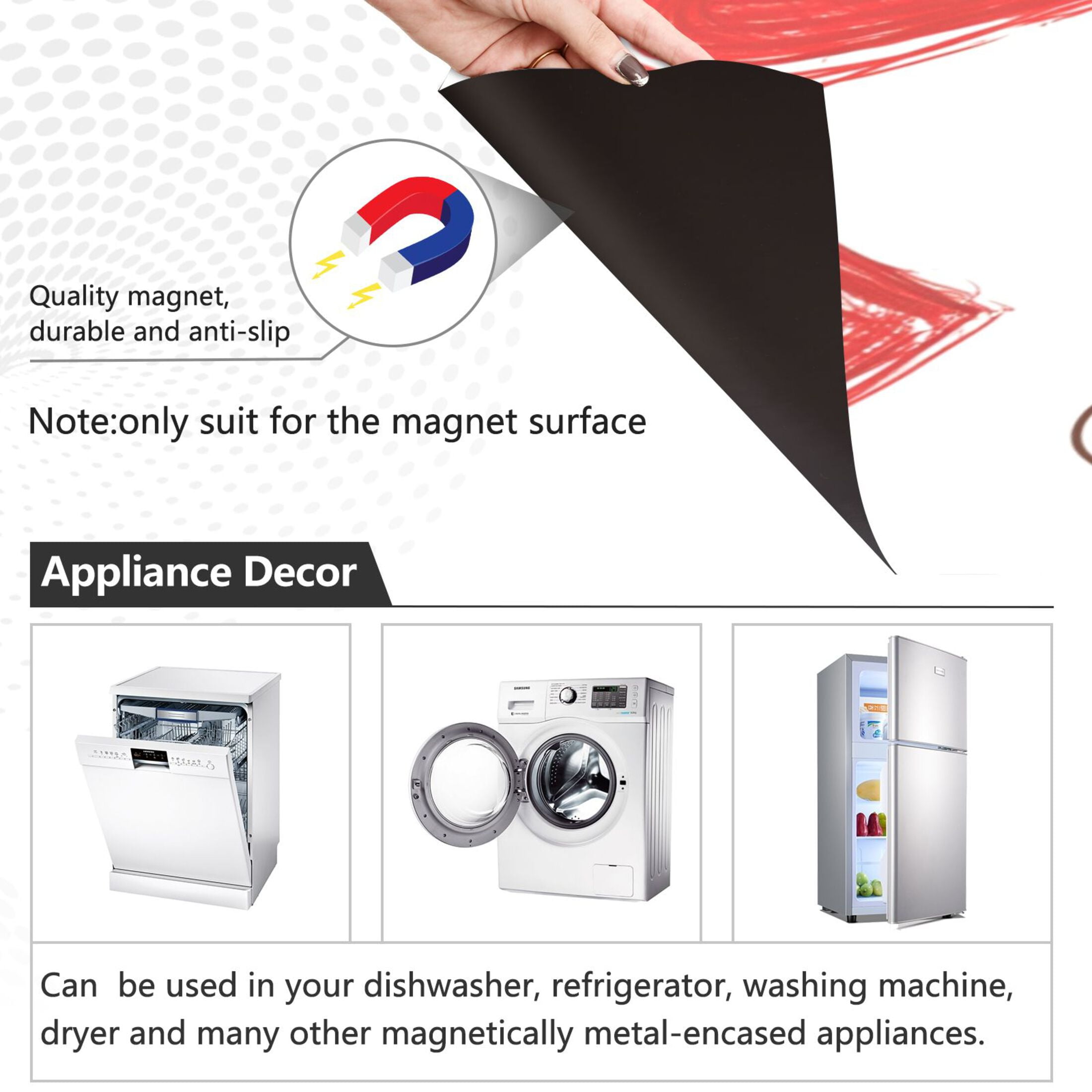 Dishwasher Magnetic Sticker 23x26 Inch Refrigerator Magnetic Sticker Washing Machine Magnetic Sticker Kitchen Panel Magnetic Sticker Home Decor Beautiful Red Love