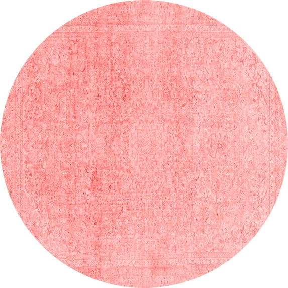 Ahgly Company Machine Washable Indoor Round Abstract Red Modern Area Rugs, 5' Round