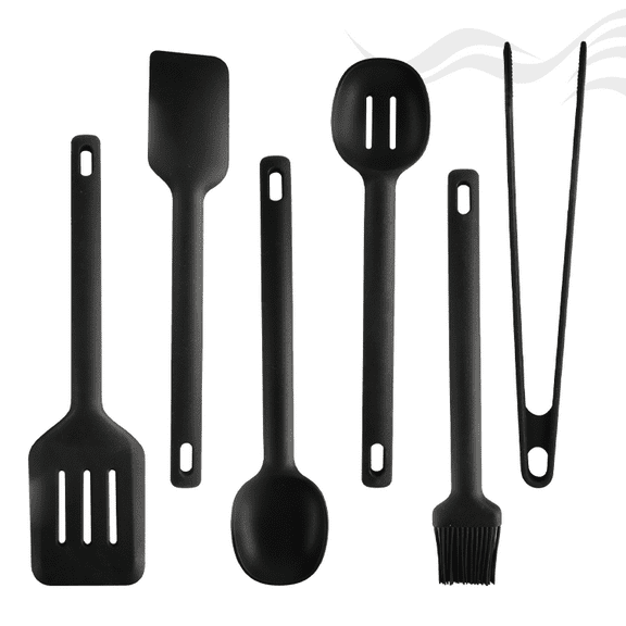 Heat Resistant Spatula Slotted & Solid Spoon Ladle Cooking Tools Non-Stick 6-Piece Food Grade Silicone Kitchen Utensil Set