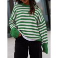 thumbnail image 4 of Women's Oversized Crew Neck Sweater Long Sleeve Knit Pullover Cozy Fall Tops Casual Loose Knitwear Green XL, 4 of 7