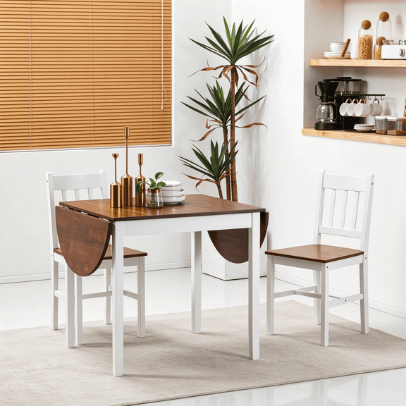 DFW Solid Wood Folding Dining Table Drop Leaf Kichen Dining Room Desk for Small Spaces Sma