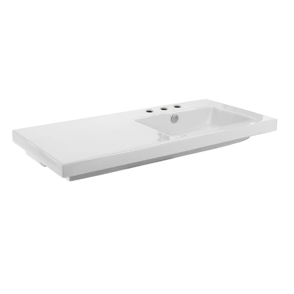 Nameeks Co02011-Three Hole Tecla 39-3/8" Ceramic Wall Mounted / Drop In Bathroom Sink -