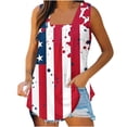 thumbnail image 2 of Puntoco Camiseta sin mangas con cuello cuadrado y estampado del Día de la Independencia para mujer, camiseta holgada sin mangas, 2 of 5
