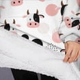 thumbnail image 3 of Oversized Wearable Blanket Hoodie,White Cow Head Dot Pattern Sherpa Blanket Hoodie with Super Pockets,Super Warm Fuzzy Pullover for Women & Men, 3 of 6