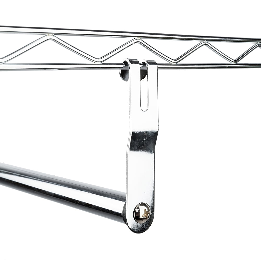 Kepooman 2Tier Rod Closet Organizer Garment Rack, Clothes Storage Hanger Shelf Hooks, White