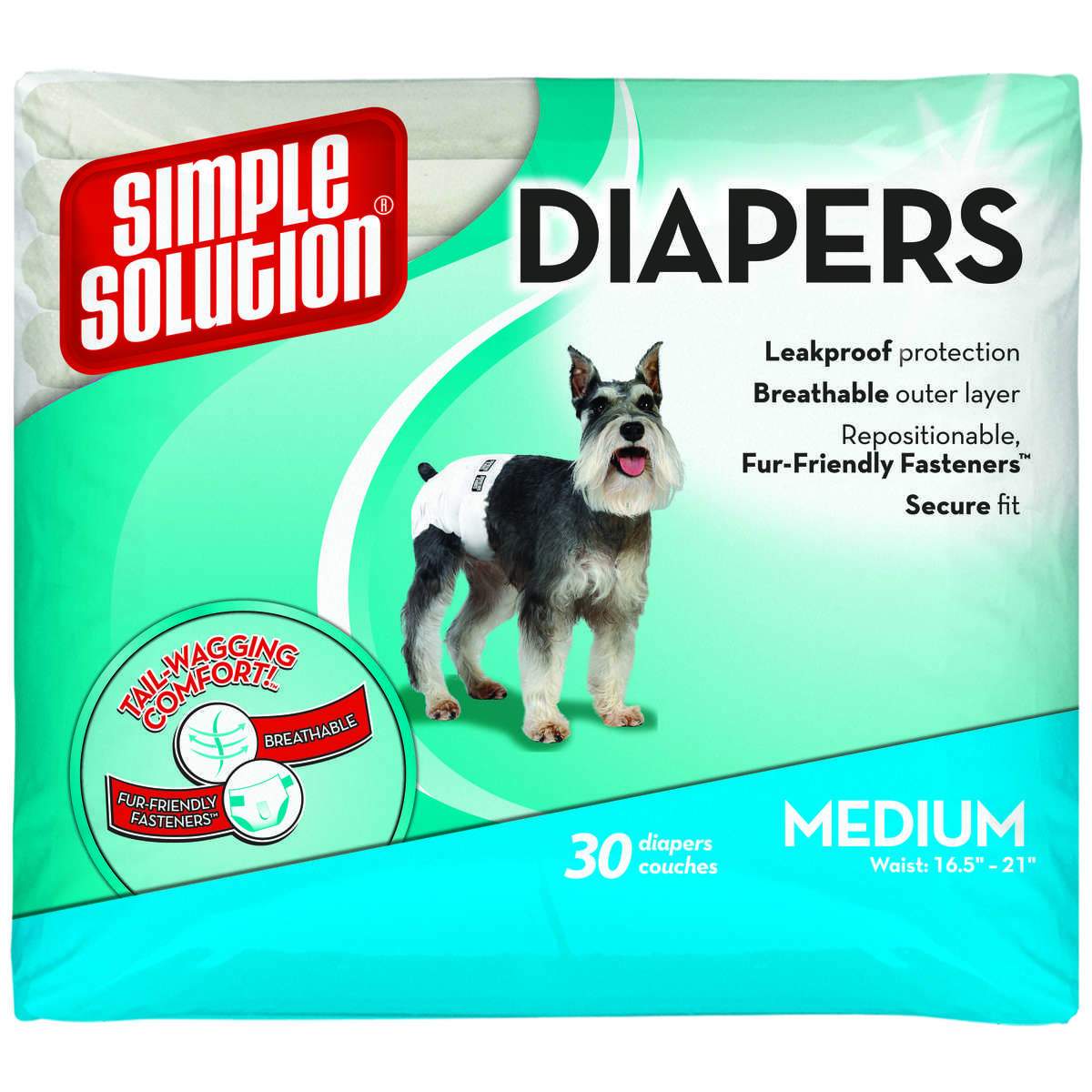 Simple Solution Disposable Dog Diapers 30 Pack Medium White Walmart