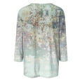 thumbnail image 2 of Womens 3/4 Sleeve Tops and Blouses Cotton Blend Summer Floral All Over Print Summer Tops for Women 2023 Crewneck Slim Fit Half Sleeve Graphic Tees for Women Trendy Spring Blouses and Tops, 2 of 5