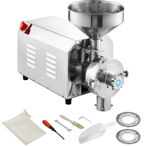 VEVOR Soybean Grinder Commercial Grinding Machine for Spices 3000W Corn Mill Grinder 100 KG/H Stainless Steel not for wet and oily grain
