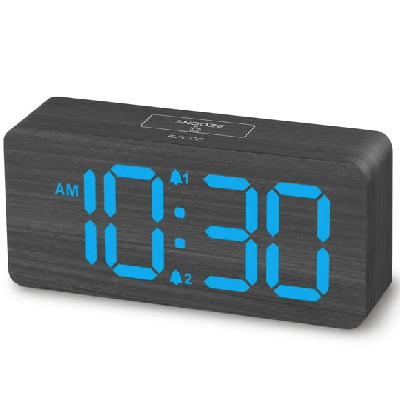 Reloj Despertador Digital de Madera USCCE con Doble Alarma y Puerto USB
