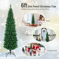 thumbnail image 3 of Resenkos 6ft Slim Pencil Christmas Tree - Space-Saving Design for Small Corners, 400 Realistic PVC Branches with Flocked Finish, Green, 3 of 10