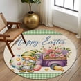 thumbnail image 2 of Round Rugs 8Ft, Easter Round Area Rug Washable Indoor Throw Carpet, Green Gnomes Eggs Flowers Purple Truck Plaid Large Non Slip Circle Rug for Kids Room RV Home Decor Aesthetic, 2 of 8