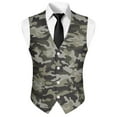 thumbnail image 5 of Yuyamidu Green Camo Men's V-Neck Business Vests with 3 Pockets Camouflage Formal Dress Vest for Suit Tuxedo Casual 4 Button Waistcoat Size S, 5 of 7