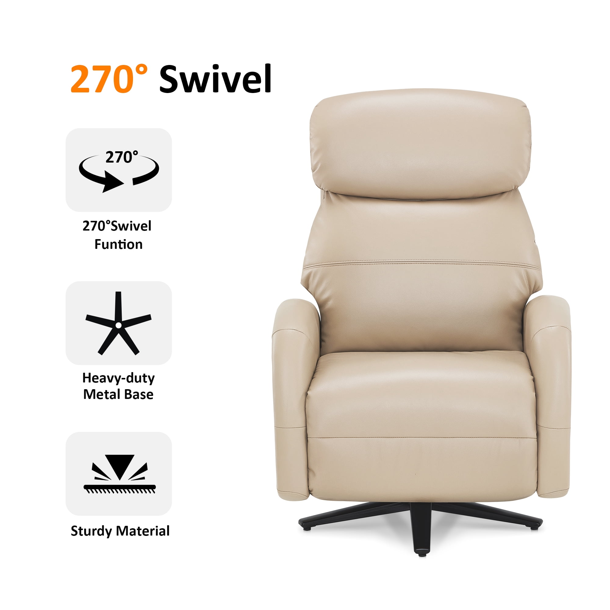 MCombo Dual Motor Power Swivel Recliner Lounge Chair for Living Room & Bedroom