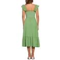 thumbnail image 3 of Vestido midi bohemio de tirantes con volantes y escote cuadrado para mujer INSPIRE CHIC, color verde, talla L, 3 of 6