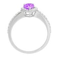 thumbnail image 3 of 0.755 ct Pear Cut Natural Amethyst Solitaire with Simulated Diamond Accents 18K White Gold Womens Engagement Ring, 3 of 4