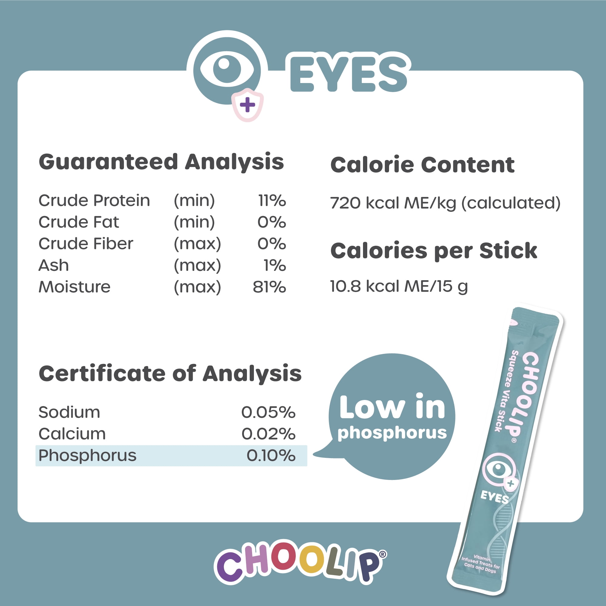 Choolip Vita Stick Eye Support Lickable Treats for Cats & Dogs, 25.9 oz (7 Pouches, 49ct)
