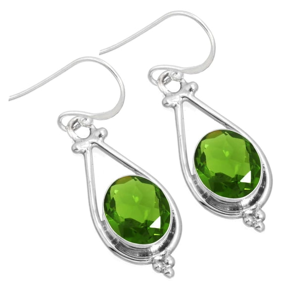 925 Sterling Silver Women Jewelry Peridot Quartz Earring