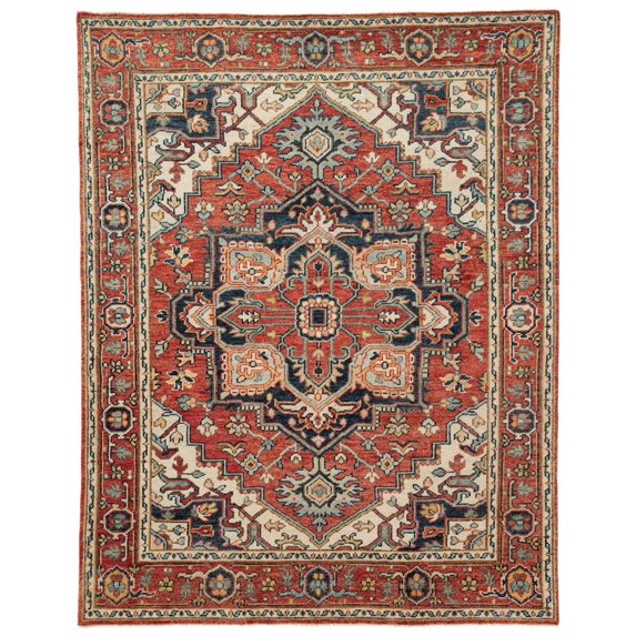 Hand-Knotted Medallion Area Rug in Red and Multicolor (9 ft. L x 6 ft. W)