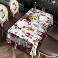 thumbnail image 2 of White Christmas Santa and Character Pattern Rectangle Tablecloth 60"x120",Waterproof Polyester Rectangle Table Cloth, Wipeable Spillproof Polyester Tablecloth for Dining, Camping, Indoor and Outdoor, 2 of 6