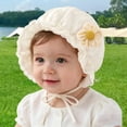 thumbnail image 2 of Boys Girls Beanies Baby Girl Breathable Lacy Bonnet Cute Flower Decorations Toddler Cap Sun Hat(0 12 Months) Ski Hat,1-12 Months,A60-Beige, 2 of 6