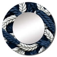 thumbnail image 2 of Designart "Nautical Rope Patterns" Graphic Print Blue Large Round Mirror - Round Bedroom Mirror Wall Decor - Coastal Round Printed Mirror - 29" x 29", 2 of 6