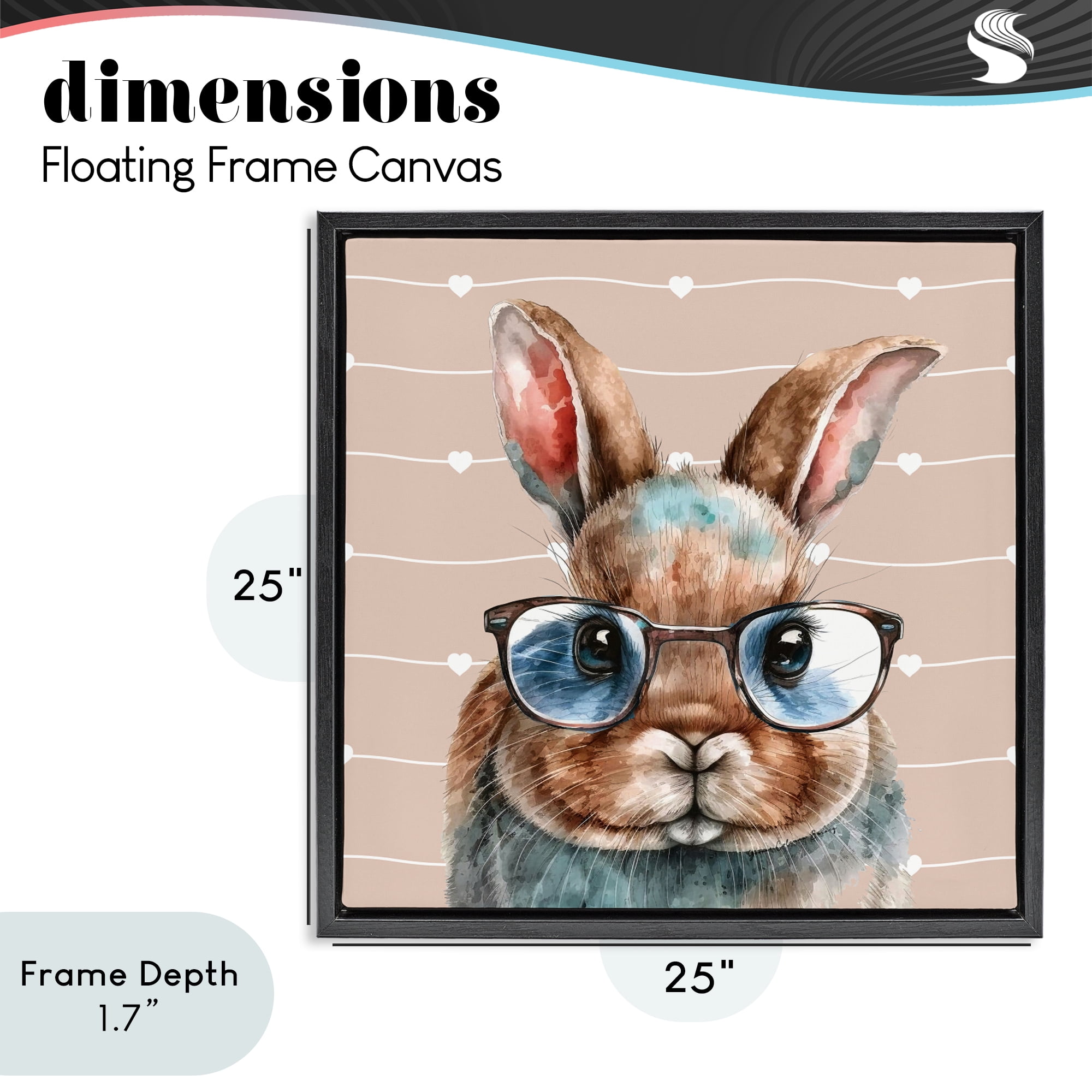 Stupell Industries Buster Rabbit with Specs Black Framed Floater Canvas Wall Art, design by Yvonne Coleman Burney