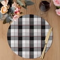 thumbnail image 3 of Black Grey Plaid Round 15 Inch Placemats Set of 8, Modern Abstract Ombre Gingham Checkered HeatResistant Non Slip Place Mats for Dining Table, Wipeable Braided Kitchen Table Mats for Housewarming, 3 of 9