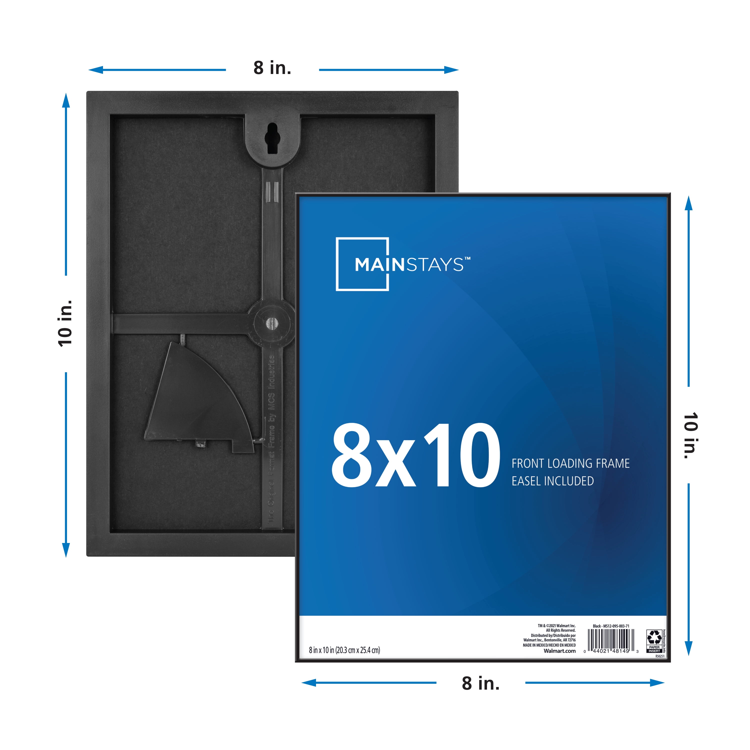 (6 pack) Mainstays – 8x10 Picture Frame – Black Front Loading Wall or Tabletop Photo Frame