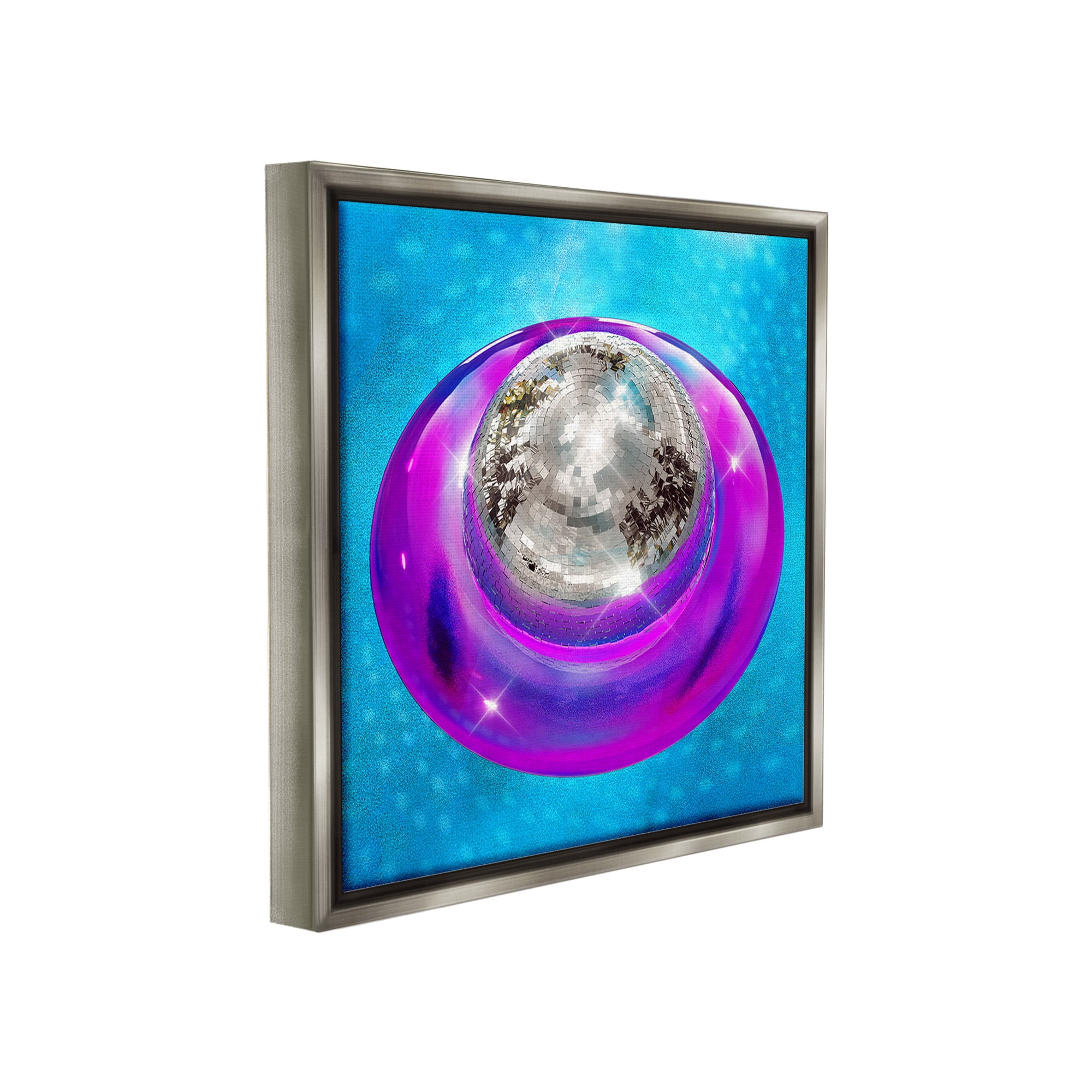 Stupell Industries Disco Ball in Pool Abstract Painting Gray Floater Framed Canvas Art Print Wall Art, 25 x 25