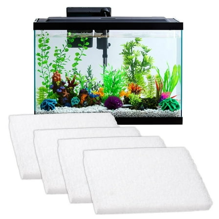 Rechale Aquarium Filter Cotton for Fish Tank Filters 4 Pack - White Foam Sponges for Aquariums - Media for Crystal Clear Water, 4.5” x 2” x 0.4”