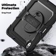 thumbnail image 3 of Case for iPad Air 11 Inch M3 2025/M2 2024 (7th/6th Gen) with Screen Protector, 360 Degree Rotating Kickstand Hand Strap Heavy Duty Shockproof Cover with Shoulder Strap, Black, 3 of 7