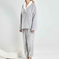 thumbnail image 7 of 2 Piece Thermal Hoodies Pajamas Set for Women Ultra Soft Plush Velvet Homewear Lounge Outfits Gray,L, 7 of 7