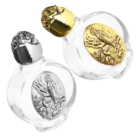 FOMIYES Glass Holy Water Bottle Gold 2Pcs 2.6x1.8x0.6In Portable For Church And Travel