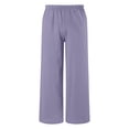 thumbnail image 4 of LIIPEE Girls Pants Summer Casual Solid Color Ankle Length Baggy Wide Leg Elastic Waist Pants Kids Comfortable Breathable Soft Cute Daily Trousers,6-7 Years, 4 of 4